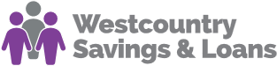 WSL Logo; Westcountry Savings and Loans graphic two purple figures and one grey