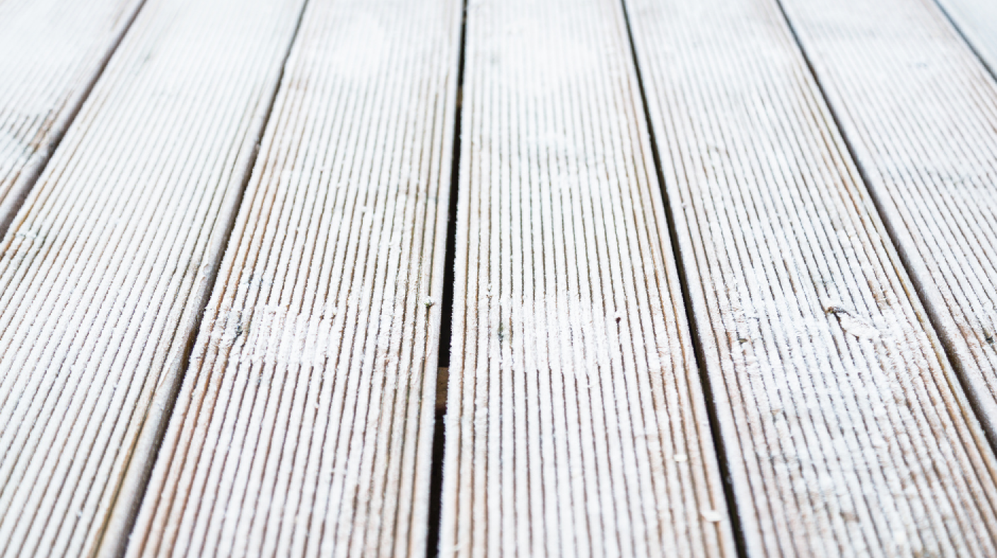 Decking with frost on it