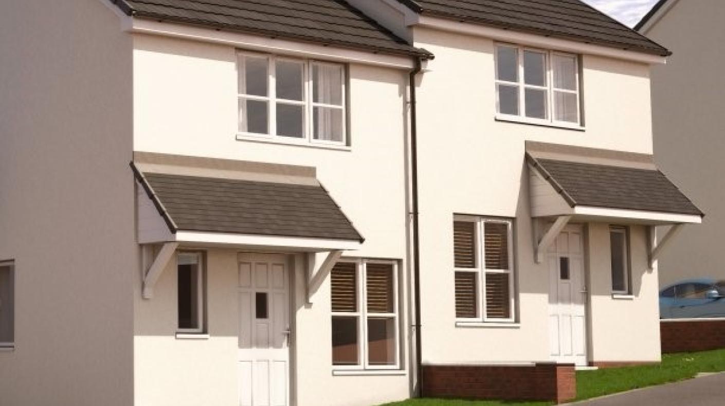 An illustrative CGI image of 2x semi-detached houses