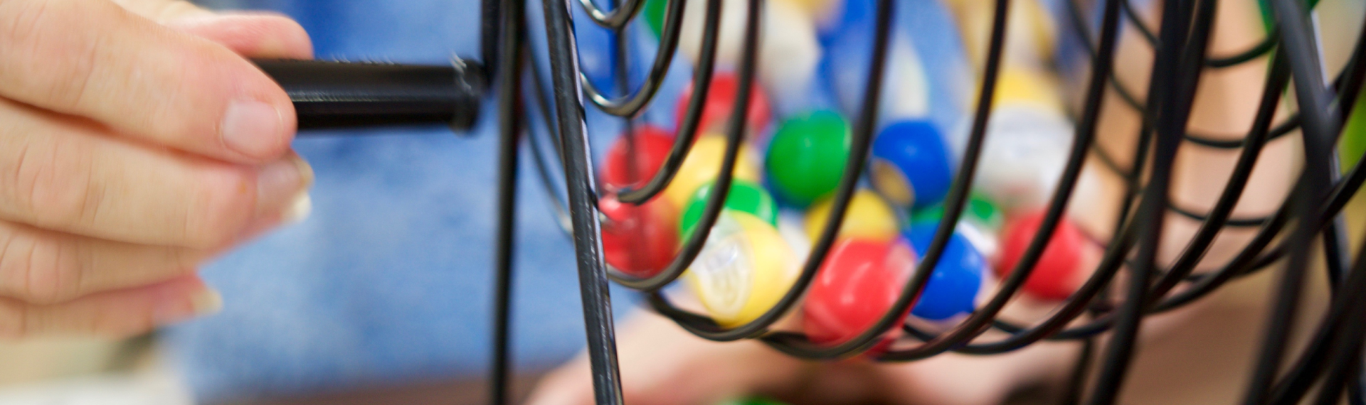 Bingo balls in basket