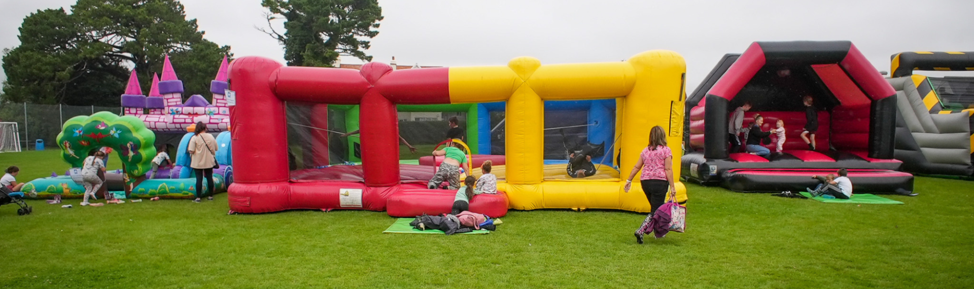 Bouncy castles at the summer fayre