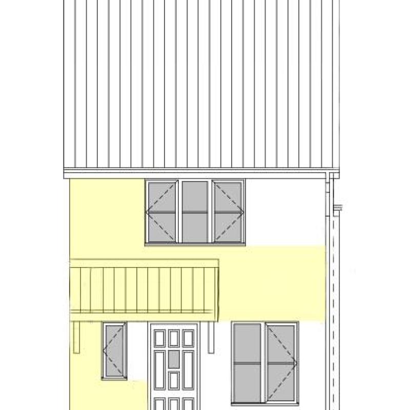 Front elevation of a semi-detached, 2-storey house