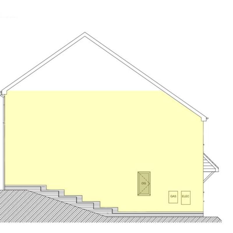 Left hand side elevation of a semi-detached, 2-storey house