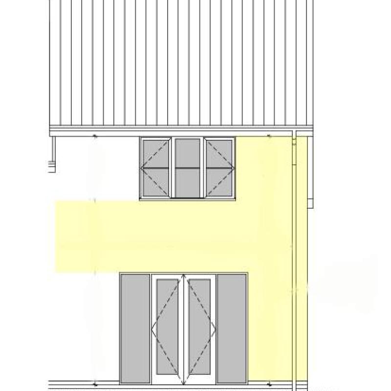 Rear elevation of a semi-detached, 2-storey house